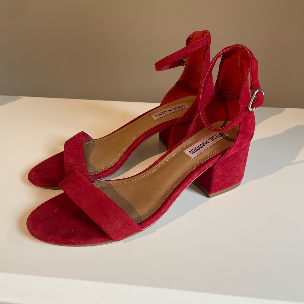 Steve Madden Red Suede Block Heels
